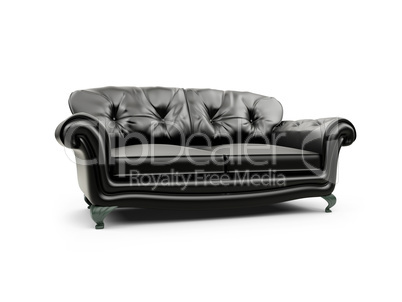 Black couch against white