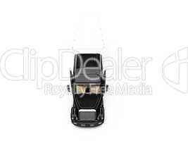 Black semi truck on white background