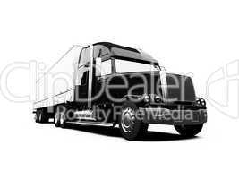 Black semi truck on white background