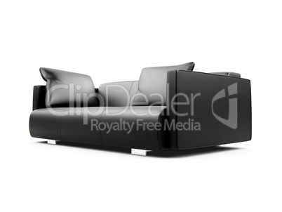 Black sofa over white