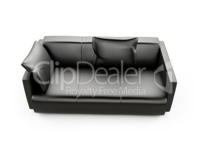 Black sofa over white