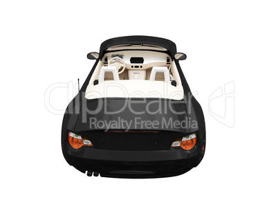 isolated black car back view 02