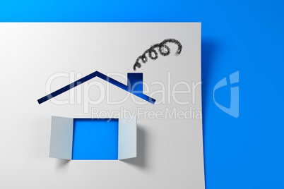 Symbolic paper house 3d rendering