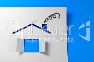Symbolic paper house 3d rendering