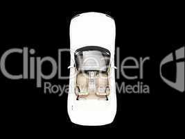 isolated white car top view