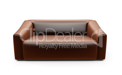 Brown sofa over white