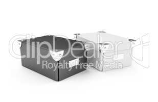 Cardboard storage boxes isolated view