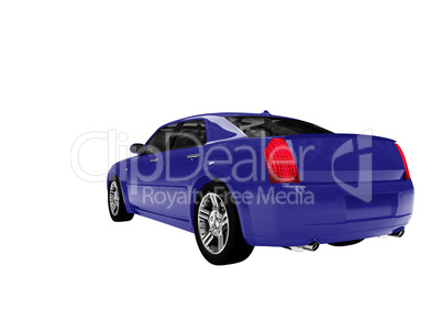 isolated blue car back view 01