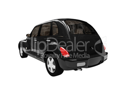 american isolated black car back view 01