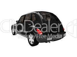 american isolated black car back view 01