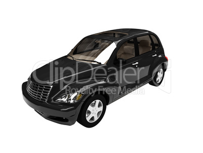 isolated black american car front view 05
