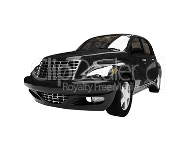 isolated black american car front view 06