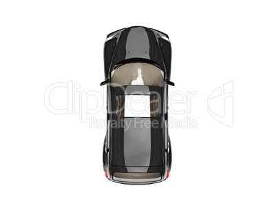 isolated black american car top view