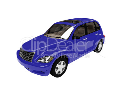 isolated blue american car front view
