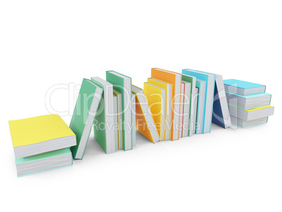 Colored books over white