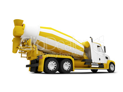 Concrete mixer isolated back view with clipping path