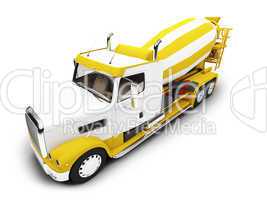 Concrete mixer isolated front view with clipping path