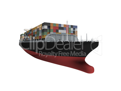 Container ship isolated front view