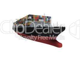 Container ship isolated front view