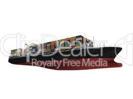 Container ship isolated front view