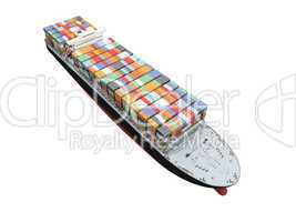 Container ship isolated front view