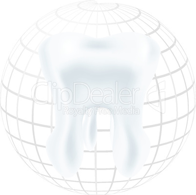 Tooth with styled globe sphere