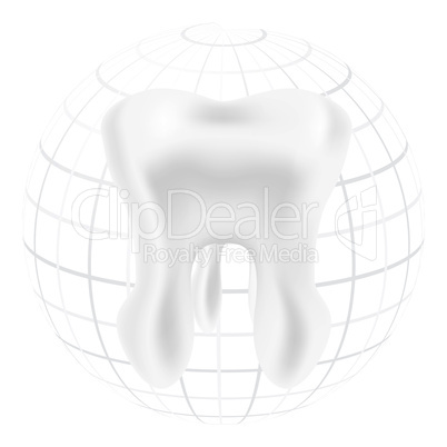 Tooth with styled globe sphere