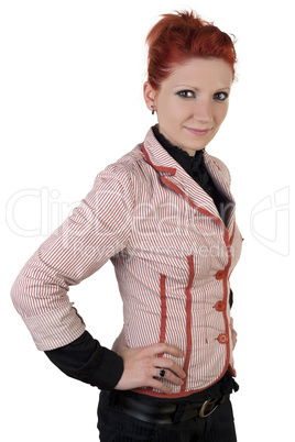 Lady standing on a white background