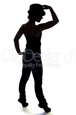 Silhouette of dancer on a white background