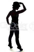 Silhouette of dancer on a white background