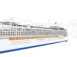 Cruise ship isolated back view