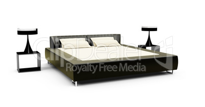 Double bed against white