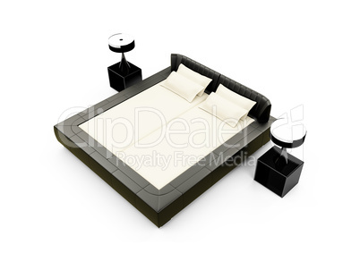 Double bed against white