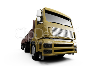 long dump truck on white background