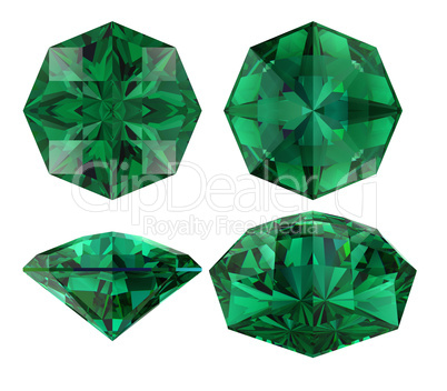 Emerald eight star cut isolated