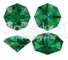 Emerald eight star cut isolated