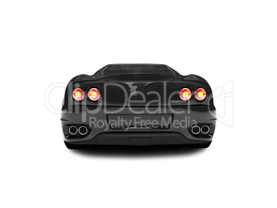 isolated black super car back view 02