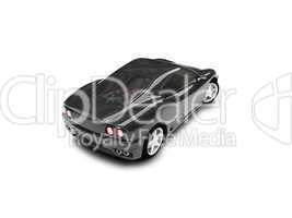 isolated black super car back view 03