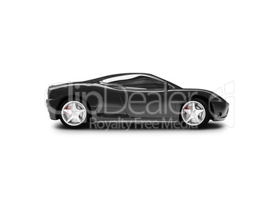 isolated black super car side view