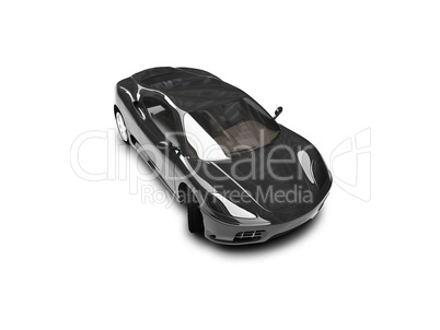 isolated black super car front view 03