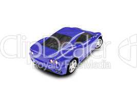 isolated blue super car back view 03