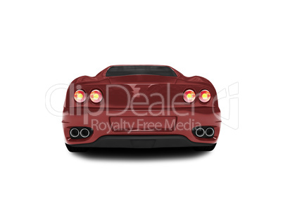 isolated red super car back view 02