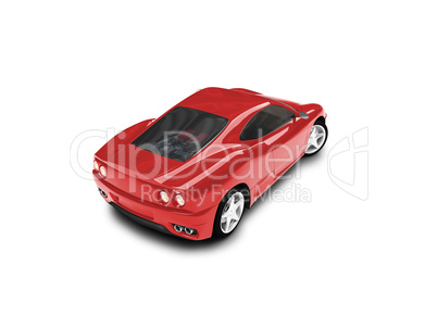 isolated red super car back view 03