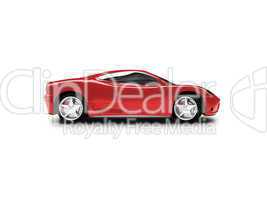 isolated red super car side view