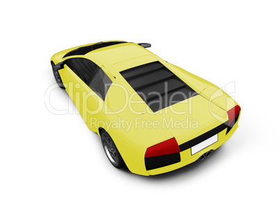 Ferrari isolated yellow back view