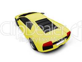 Ferrari isolated yellow back view