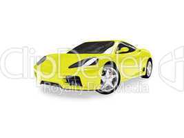 isolated yellow super car front view