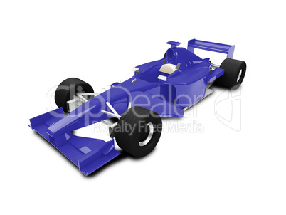 isolated blue speed car front view