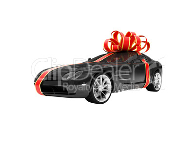 Gift isolated black car front view