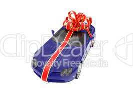 Gift isolated blue car front view